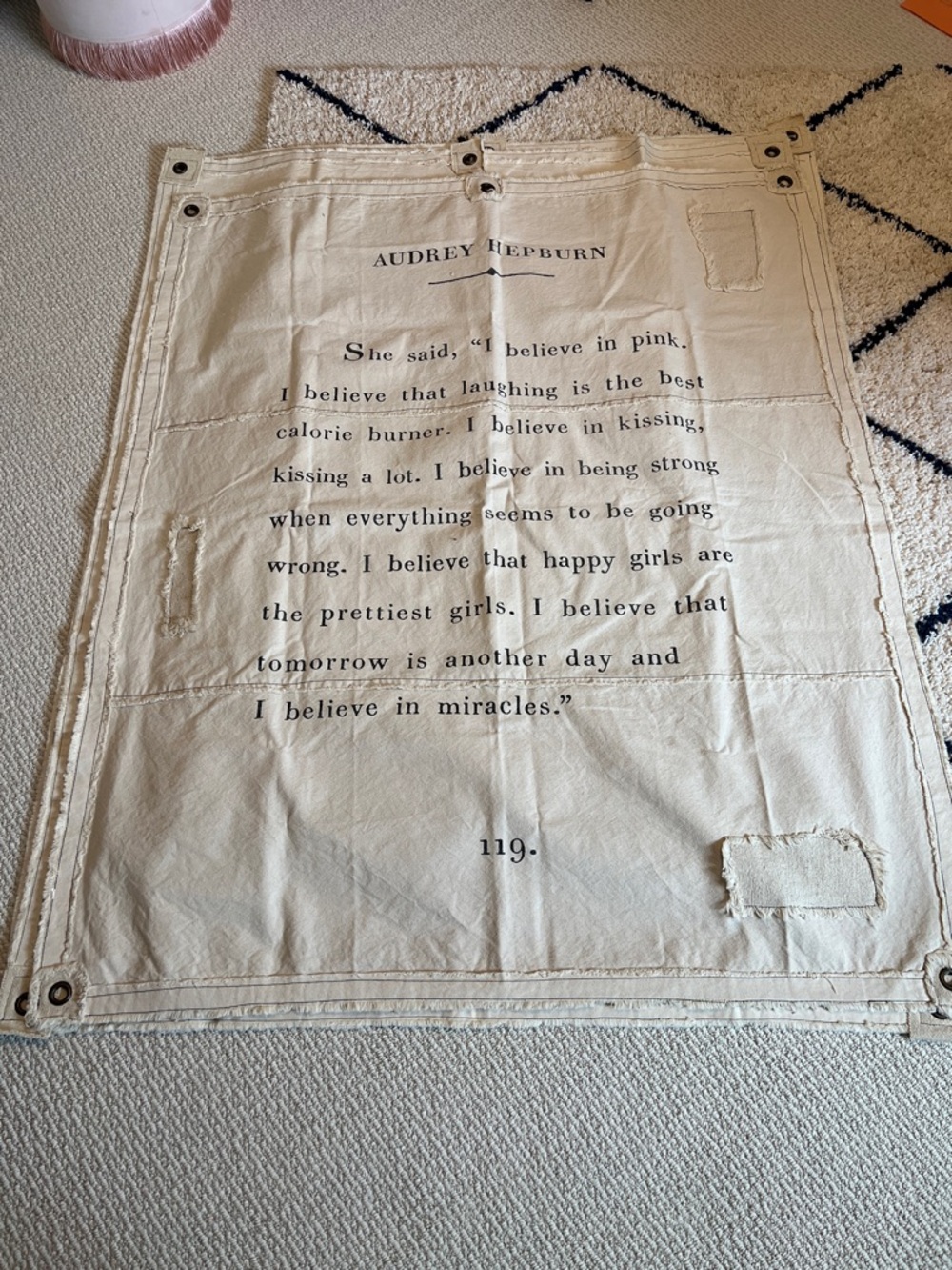 Sugarboo & Co Audrey Hepburn Quote Canvas Tapestry NWOT